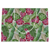 熱帯モンステラとパーム葉抱き枕 ラージペーパーバッグ (正面)