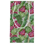 熱帯モンステラとパーム葉 スモールペーパーバッグ (正面)