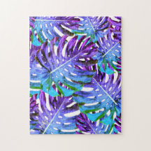 熱帯モンステラの葉の模様（紫）