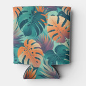 熱帯モンステラはっきりしたフローラ&パームイングリーン 缶クーラー (正面)