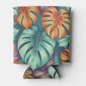 熱帯モンステラはっきりしたフローラ&パームイングリーン 缶クーラー (正面)