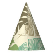 熱帯モンステラレトロ手描きパターン パーティーハット (裏面)