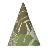 熱帯モンステラレトロ手描きパターン パーティーハット (右)