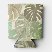 熱帯モンステラレトロ手描きパターン 缶クーラー (正面)