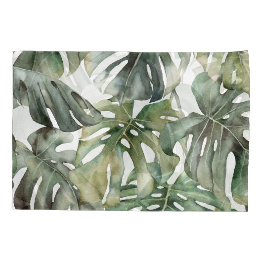 熱帯モンステラ大水彩模様 枕カバー (裏面)