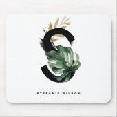 熱帯モンステラ文字Sモノグラムパーソナライズされた マウスパッド (正面)