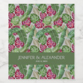 熱帯モンステラ結婚ス ワインラベル (シングルラベル)