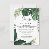 熱帯モンステラ結婚ーの延期された発表 招待状 (正面)