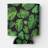 熱帯モンステラ絵画水色の緑 缶クーラー (正面)