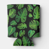 熱帯モンステラ絵画水色の緑 缶クーラー (裏面)