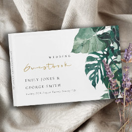 熱帯モンステラ緑の葉の結婚葉 ゲストブック