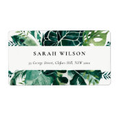 熱帯モンステラ緑の葉の葉のアドレスラベ ラベル (正面)