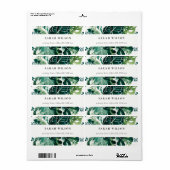 熱帯モンステラ緑の葉の葉のアドレスラベ ラベル (フルシート)