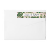 熱帯モンステラ葉とパームのピ結婚ンク ラップアラウンドラベル (裏面)