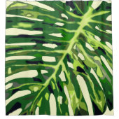 熱帯モンステラ葉シャワーカーテン – 自然 シャワーカーテン (正面)