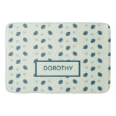 熱帯モンステラ葉スのモノグラム青 バスマット (正面)