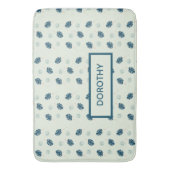 熱帯モンステラ葉スのモノグラム青 バスマット (正面縦)