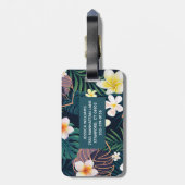 熱帯モンステラ葉プルメリアの花の荷物 ラゲッジタグ (裏面縦)