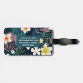 熱帯モンステラ葉プルメリアの花の荷物 ラゲッジタグ (裏面横)