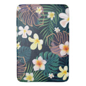 熱帯モンステラ葉プルメリアの花 バスマット (正面縦)