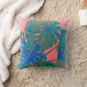 熱帯モンステラ葉 クッション (ブランケット)