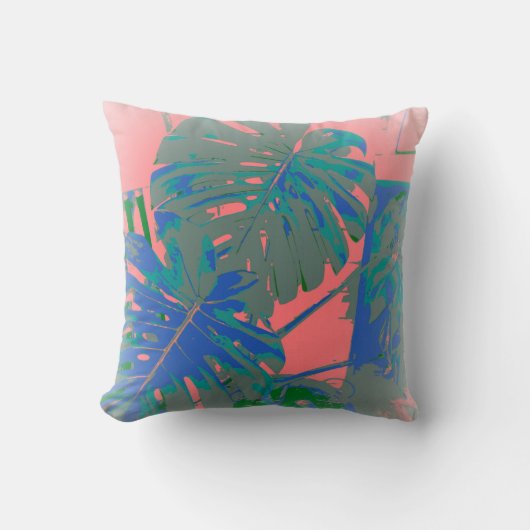 熱帯モンステラ葉 クッション (正面)