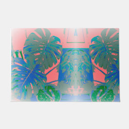 熱帯モンステラ葉 ドアマット