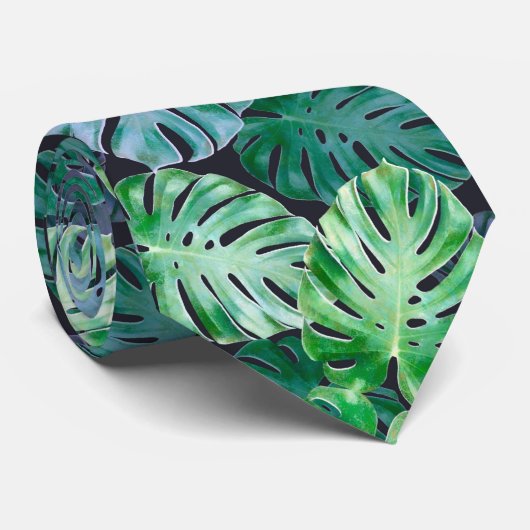 熱帯モンステラ葉 ネクタイ (ロール)