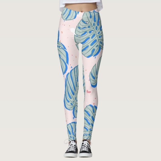 熱帯モンステラ:テラッツォヴィンテージパターン レギンス (正面)