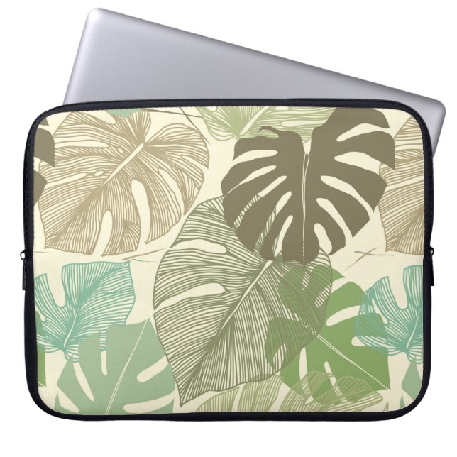 熱帯モンステラ・デルのシームレスな花柄 ラップトップスリーブ (正面)