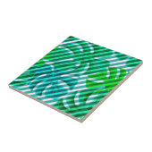 熱帯モンステ葉ラと対角ストライプ線 タイル (側面)