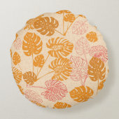 熱帯モンステ葉ラ。シルエットスケッチシームル ラウンドクッション (裏面)