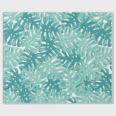 熱帯モンステ離れラブルーとホワイトウォーターの色 ラッピングペーパー (フラット)