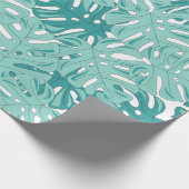 熱帯モンステ離れラブルーとホワイトウォーターの色 ラッピングペーパー (角)