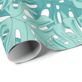 熱帯モンステ離れラブルーとホワイトウォーターの色 ラッピングペーパー (ロールコーナー)