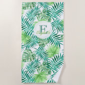 熱帯ヤカスタムシのターコイズ葉: ビーチタオル (正面)