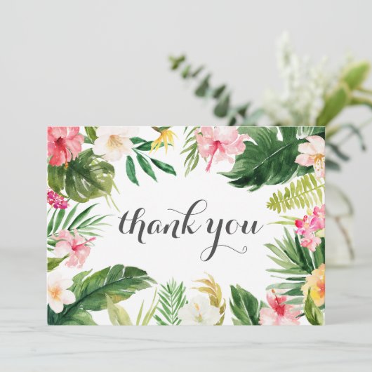 熱帯ヤシとフローラ結婚の感謝してい君 サンキューカード (スタンド正面)