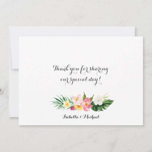 熱帯ヤシとフローラ結婚の感謝してい君 サンキューカード (裏面)