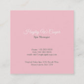 熱帯ヤシのダークグリーンとピンクの水彩アート スクエア名刺 (裏面)