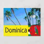 熱帯ヤシの木が植えられたドミニカ国旗 ポストカード (正面)