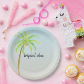 熱帯ヤシの木のグラデーション青 ペーパープレート (パーティー)