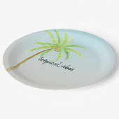 熱帯ヤシの木のグラデーション青 ペーパープレート (アングル)