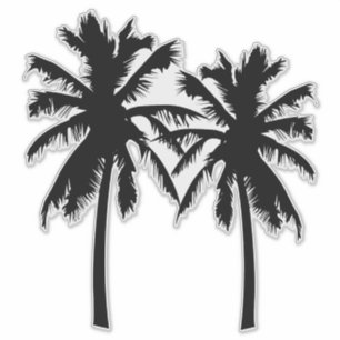熱帯ヤシの木のシルエット シール