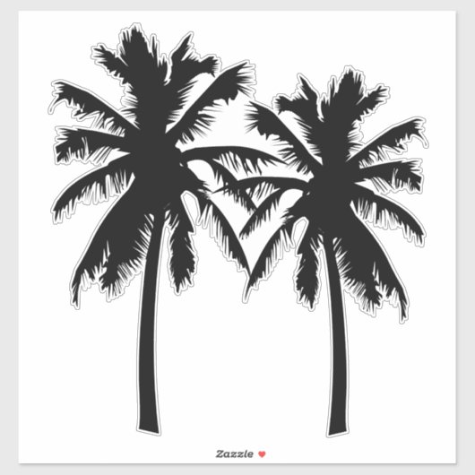 熱帯ヤシの木のシルエット シール (シート)