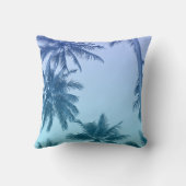 熱帯ヤシの木のティール(緑がかった色)の勾配のトレンディー クッション (裏面)