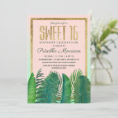 熱帯ヤシの木のバナナの葉の金ゴールドの菓子16 招待状 (スタンド正面)