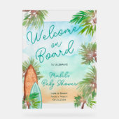 熱帯ヤシの木のビーチベビーオンボードシャワー アクリルサイン (正面)