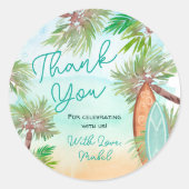 熱帯ヤシの木のビーチベビーオンボードシャワー ラウンドシール (正面)