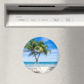 熱帯ヤシの木のビーチ夏の楽園の写真 マグネット (インサイチュ (食洗機))