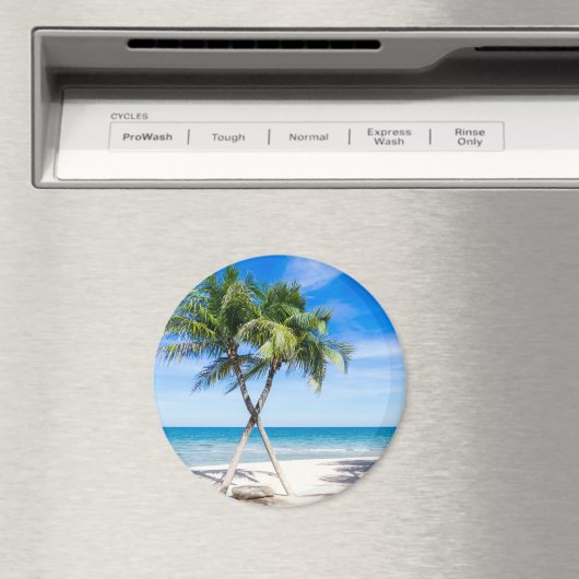 熱帯ヤシの木のビーチ夏の楽園の写真 マグネット (インサイチュ (食洗機))